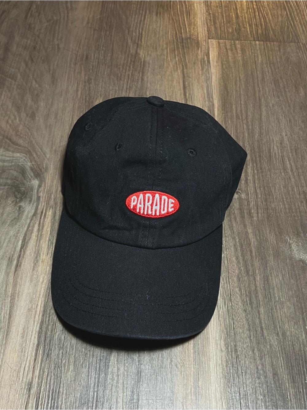 Parade Embroidered Logo Adult Adjustable Strapback Black Baseball Hat Cap OSFM